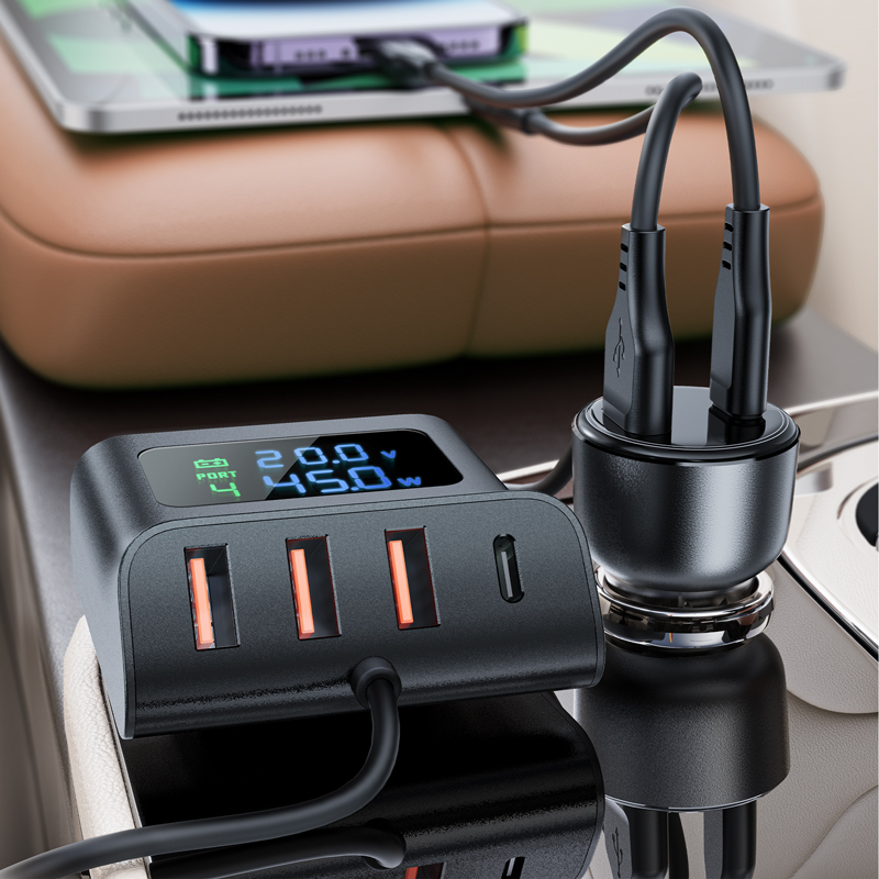 Acefast B11 138W USB-A un USB-C auto lādētājs ar 6 portiem - melns | Phone Car Charger (2)