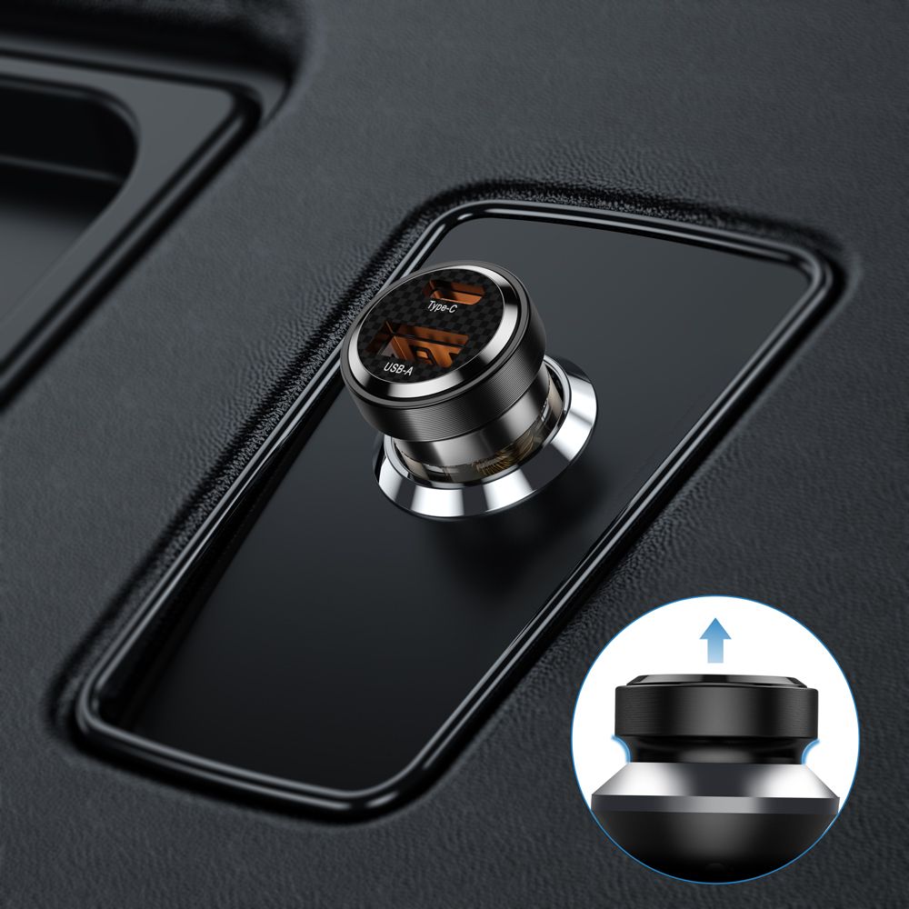 Tech-Protect CC30W automašīnas lādētājs USB-C PD 30W / USB-A QC 3.0 - Melns | Phone Car Charger (0)