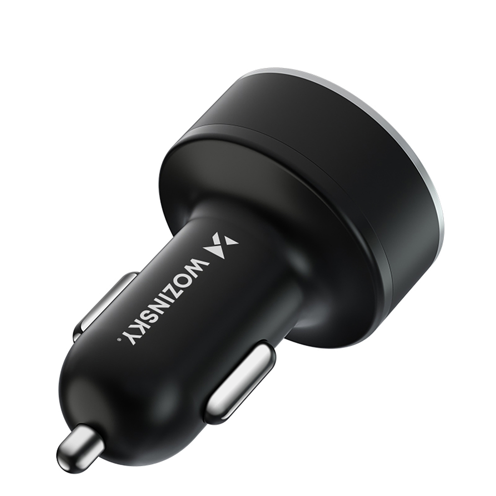 Wozinsky WDCCB automašīnas lādētājs ar displeju 50W 2xUSB-C / 2xUSB-A - Melns | Phone Car Charger (1)