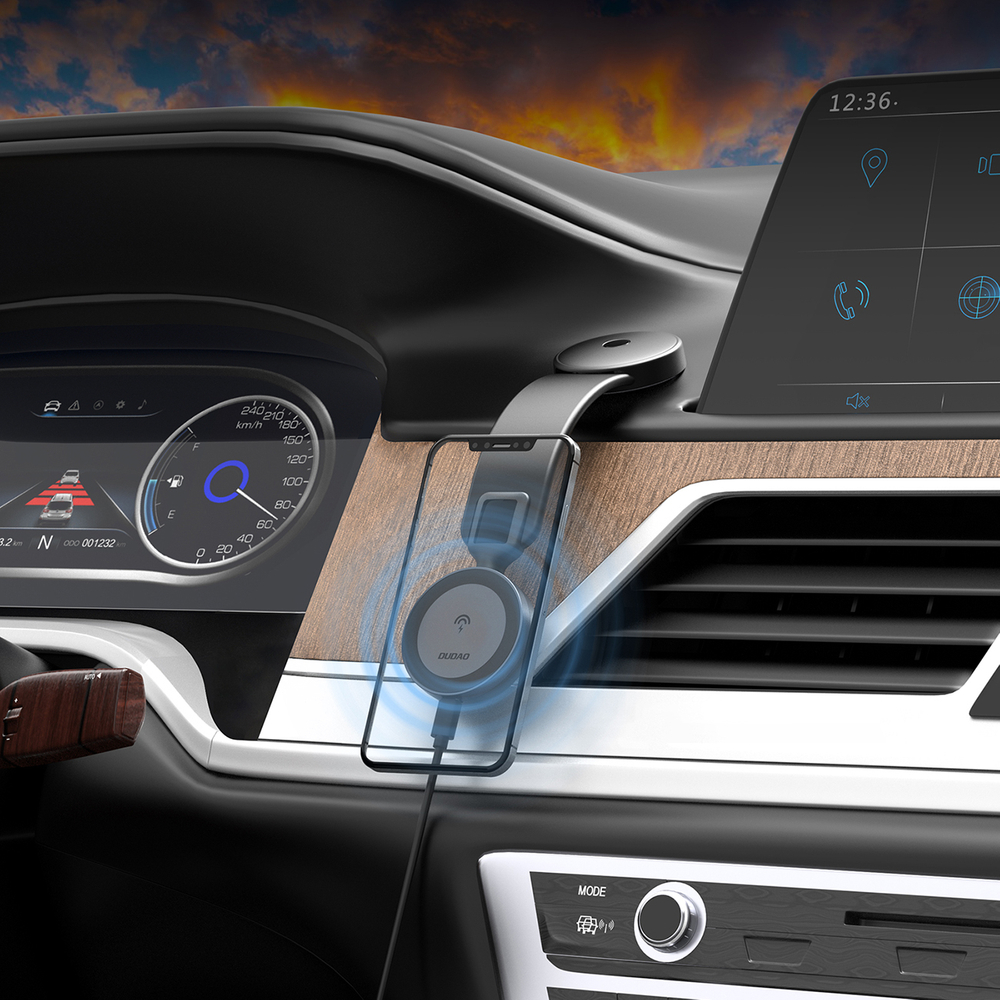 Dudao F21 Pro 15W MagSafe induktīvais auto lādētājs - melns | Phone Car Charger (2)