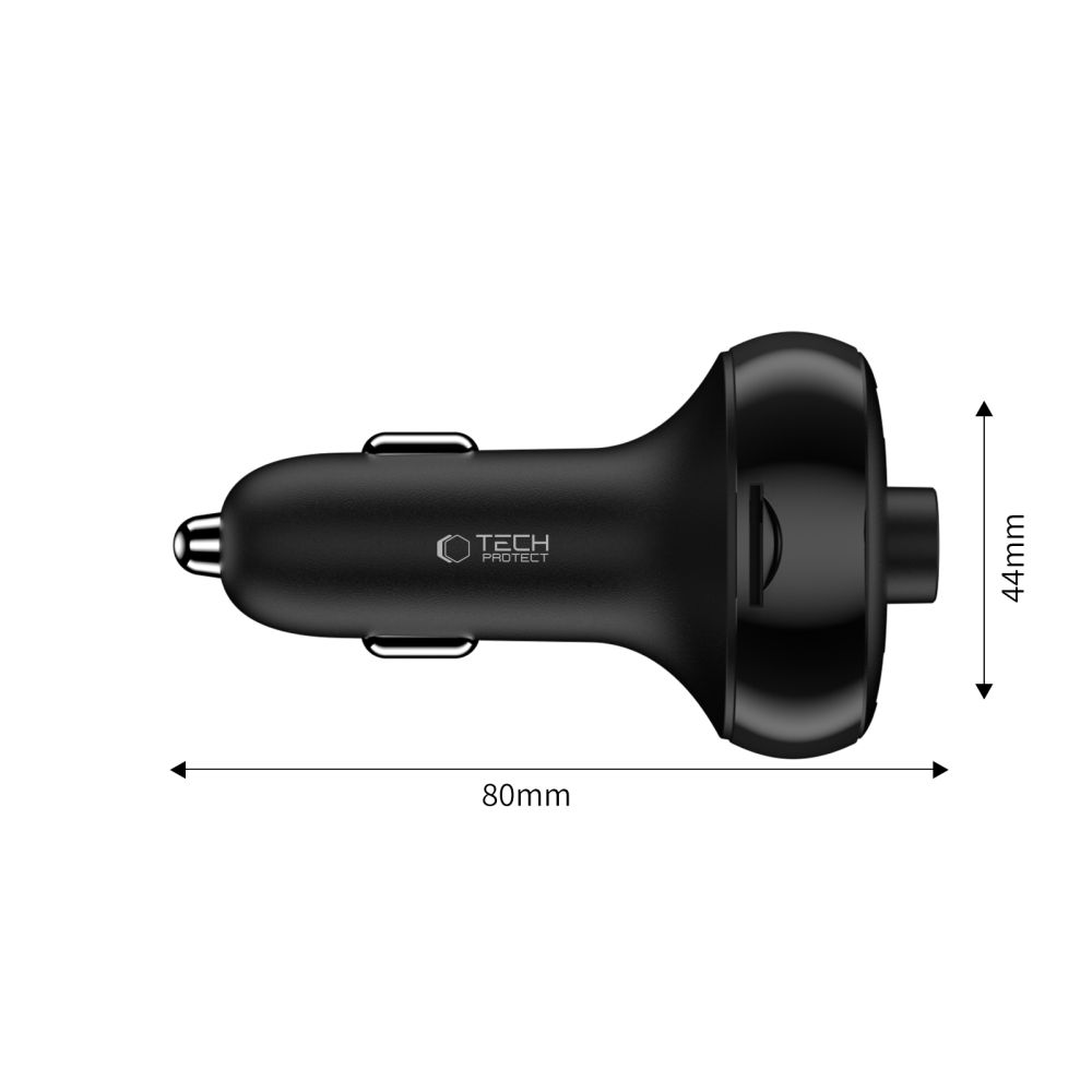 Tech-Protect CC06 3-portu PD72W auto lādētājs ar raidītāju - melns | Phone Car Charger (1)