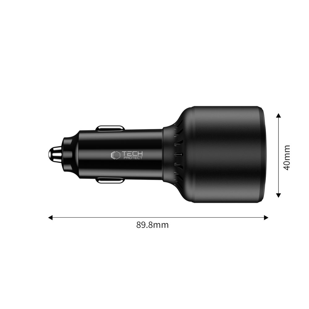 CC04 3-portu PD130W automašīnas lādētājs - melns | Phone Car Charger (1)