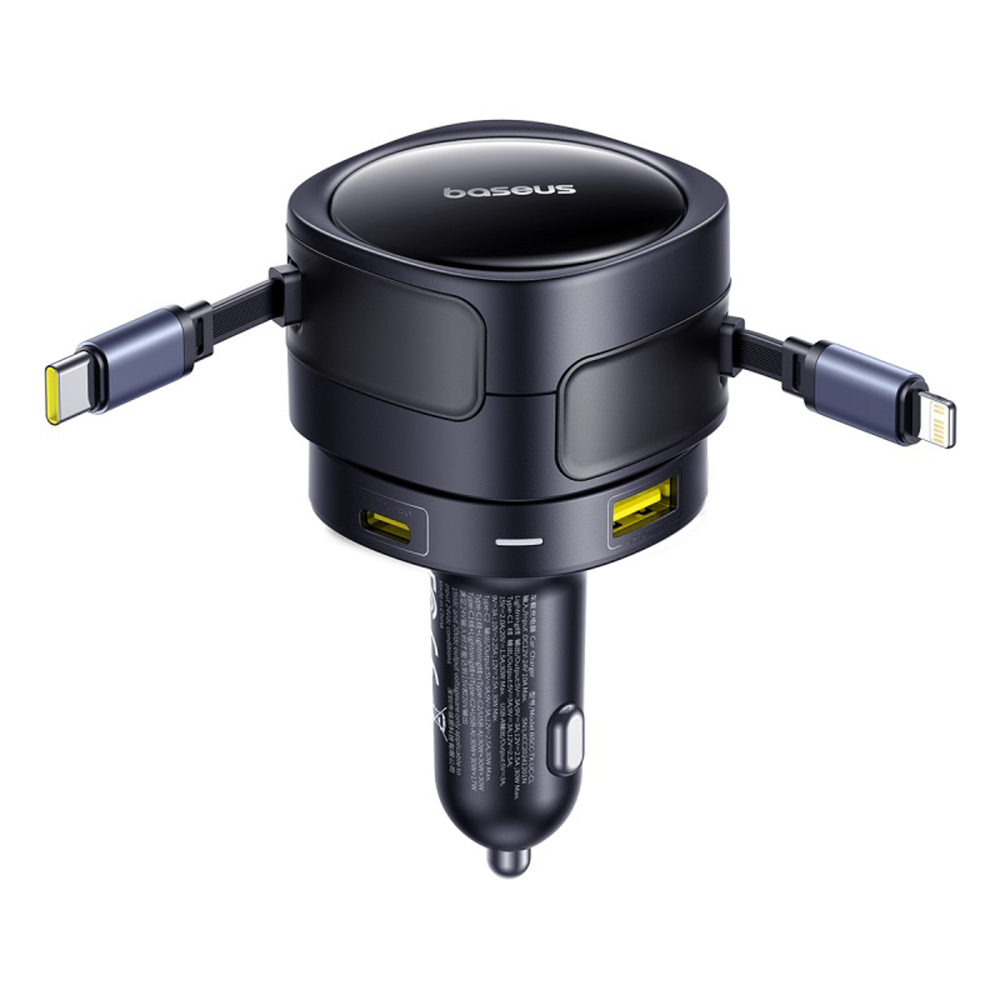 Baseus Enjoyment Max 90W auto lādētājs 2x USB-C + USB-C un Lightning kabelis - Melns | Phone Car Charger (3)