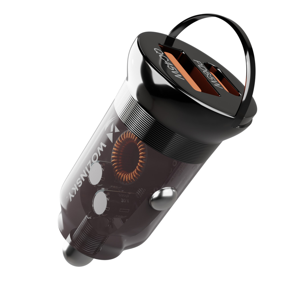 Wozinsky 65W auto lādētājs USB-C PD 65W / USB-A 45W QC 3.0 - Melns | Phone Car Charger (0)