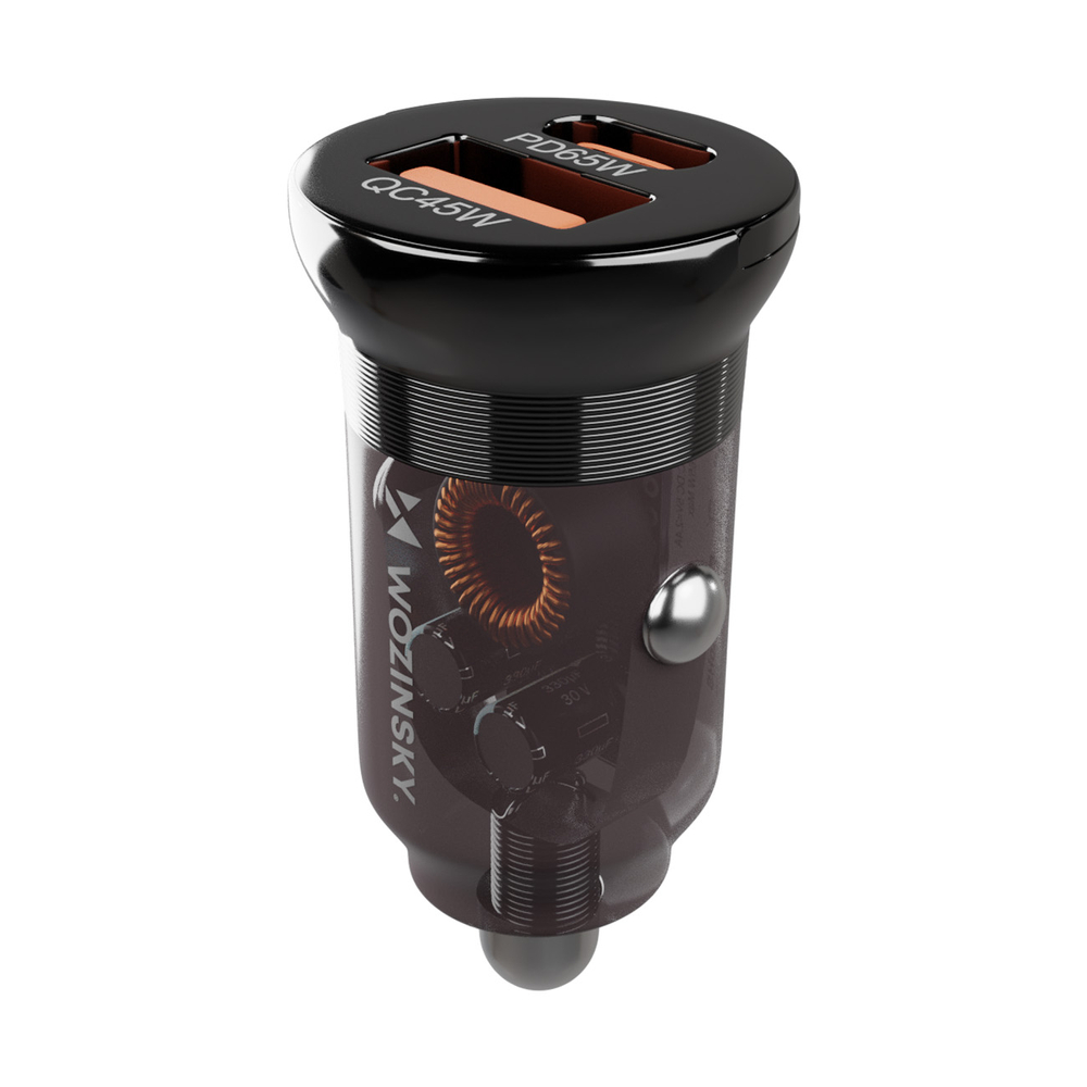 Wozinsky 65W auto lādētājs USB-C PD 65W / USB-A 45W QC 3.0 - Melns | Phone Car Charger (1)