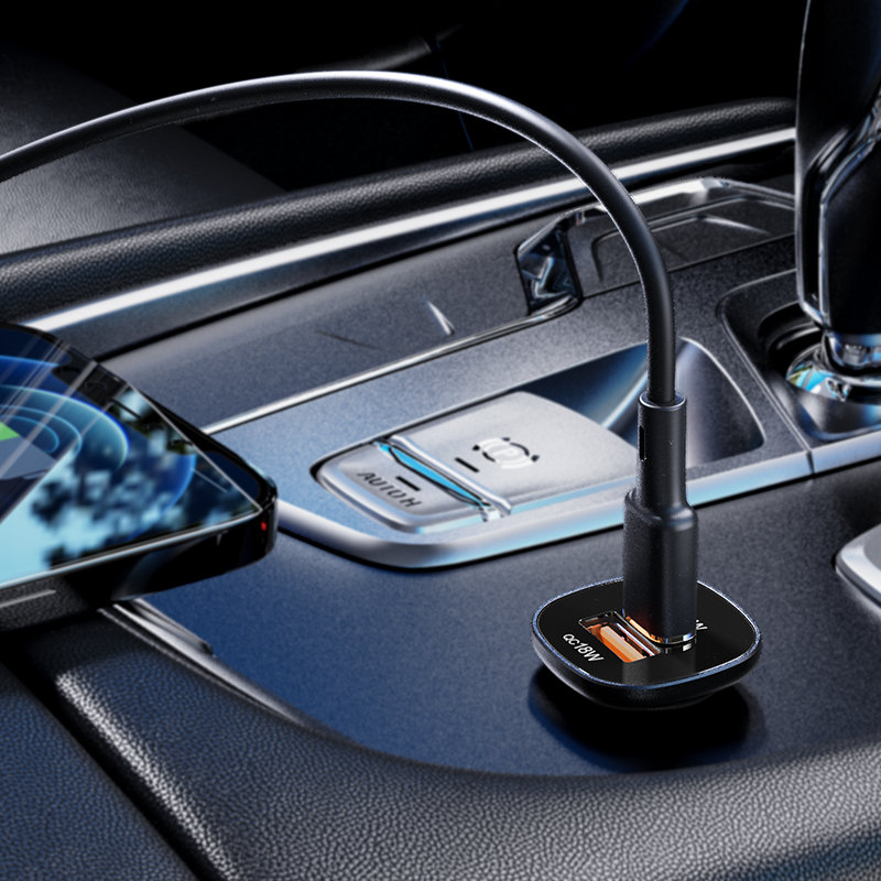 Acefast automašīnas lādētājs 38W USB Type C / USB, PPS, Power Delivery, Quick Charge 3.0, AFC, FCP melns (B1... (2)