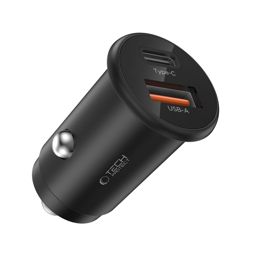 Tech-Protect CC02 35W auto lādētājs ar 2 portiem USB-C / USB-A – melns | Phone Car Charger (0)