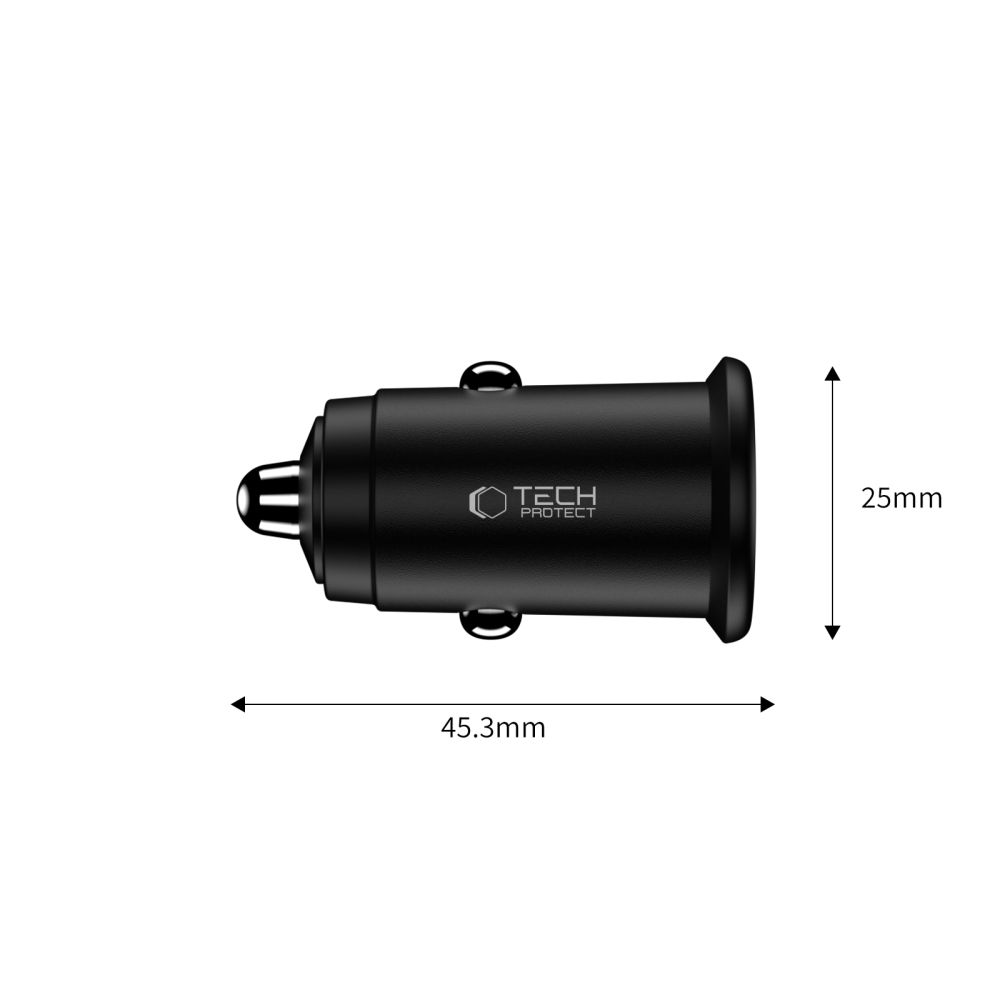 Tech-Protect CC02 35W auto lādētājs ar 2 portiem USB-C / USB-A – melns | Phone Car Charger (1)