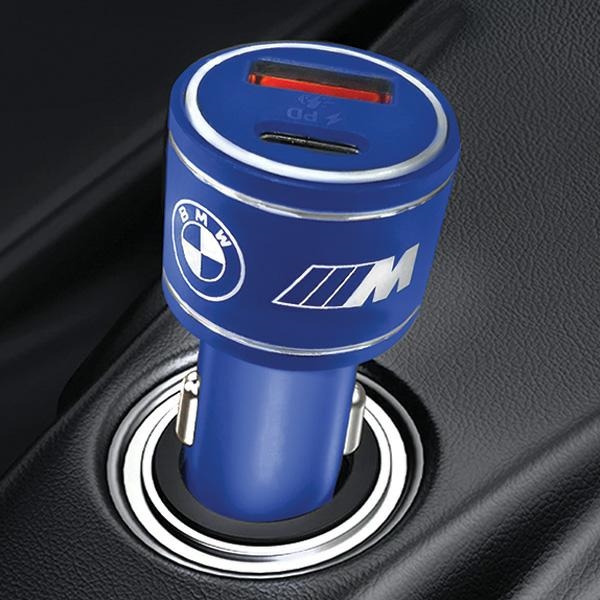 BMW M Edition PD-QC 3.0 20W automašīnas lādētājs – zils/melns | Phone Car Charger (1)