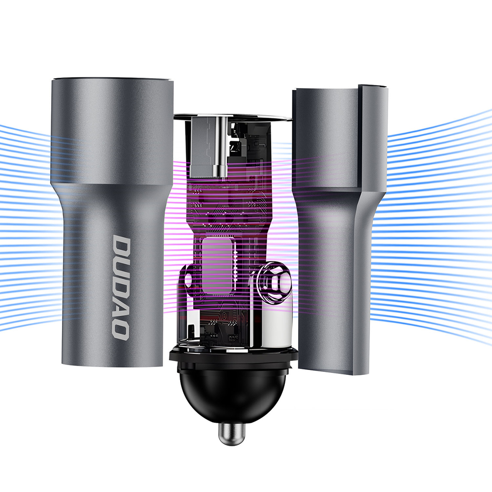Dudao R14 USB‑C 30W PD auto lādētājs – sudraba | Phone Car Charger (0)