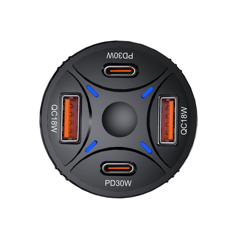 Wozinsky WLS-04 auto lādētājs 2xUSB-C 2xUSB-A - melns | Phone Car Charger (1)