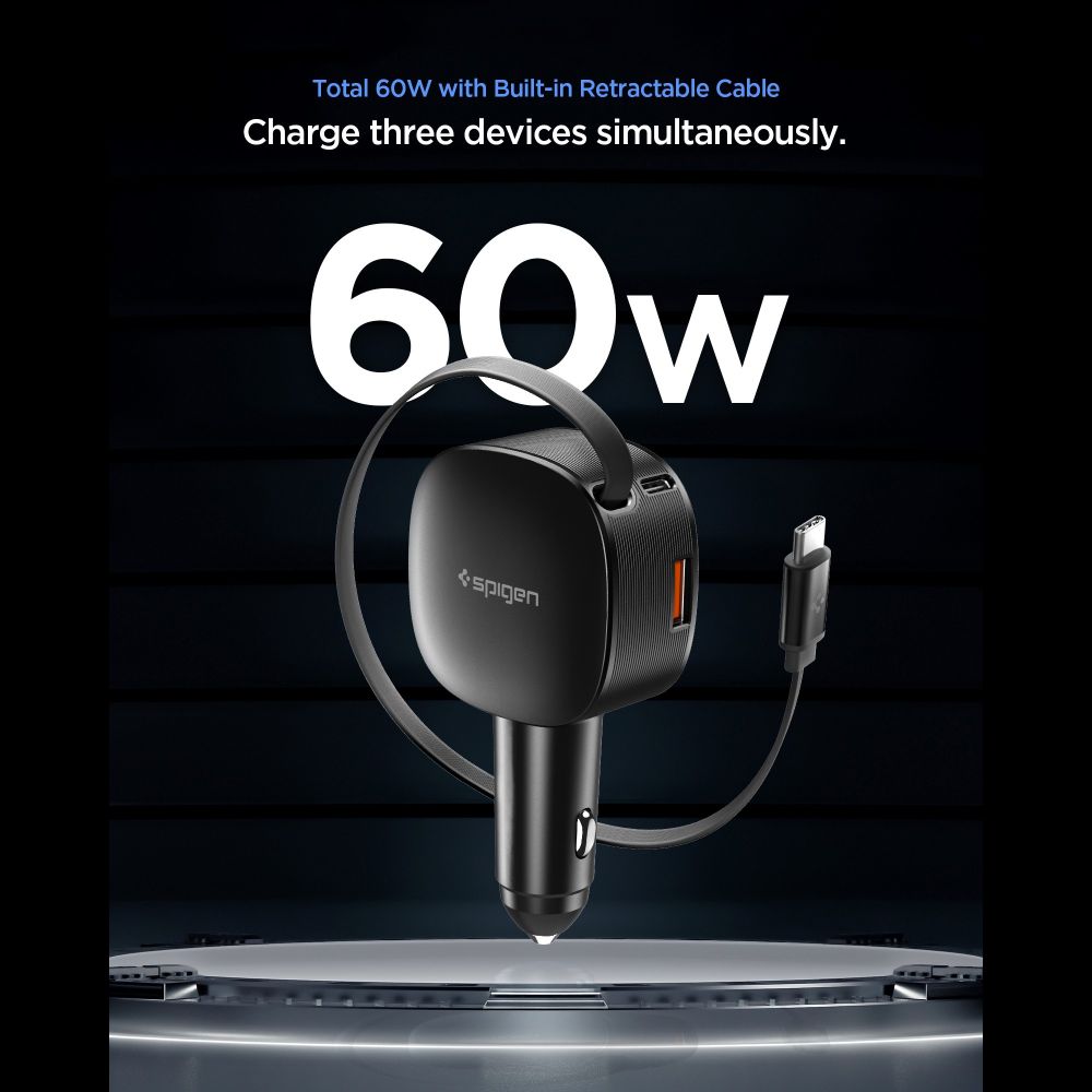 Spigen EV603BT 60W automašīnas lādētājs – melns | Phone Car Charger (0)