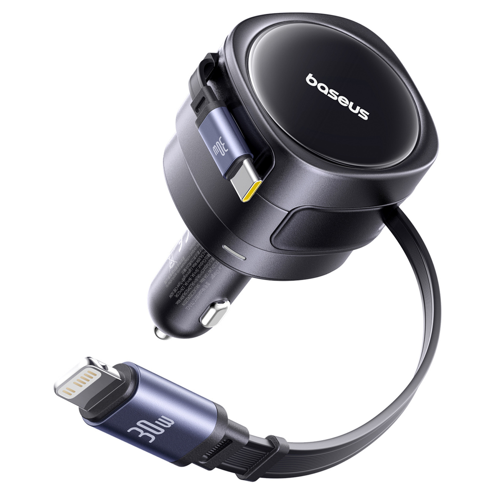 Auto Lādētājs Baseus Enjoyment Max 60W ar Izvelkamiem Kabeļiem - Melns | Phone Car Charger (1)