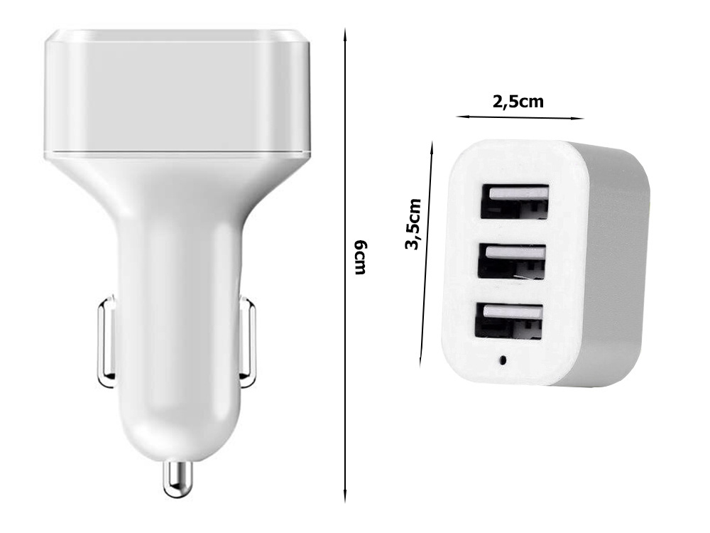 Automašīnas piepīpētāja ligzdas telefona lādētājs 3X USB 3.1A | Car Phone Charger (1)