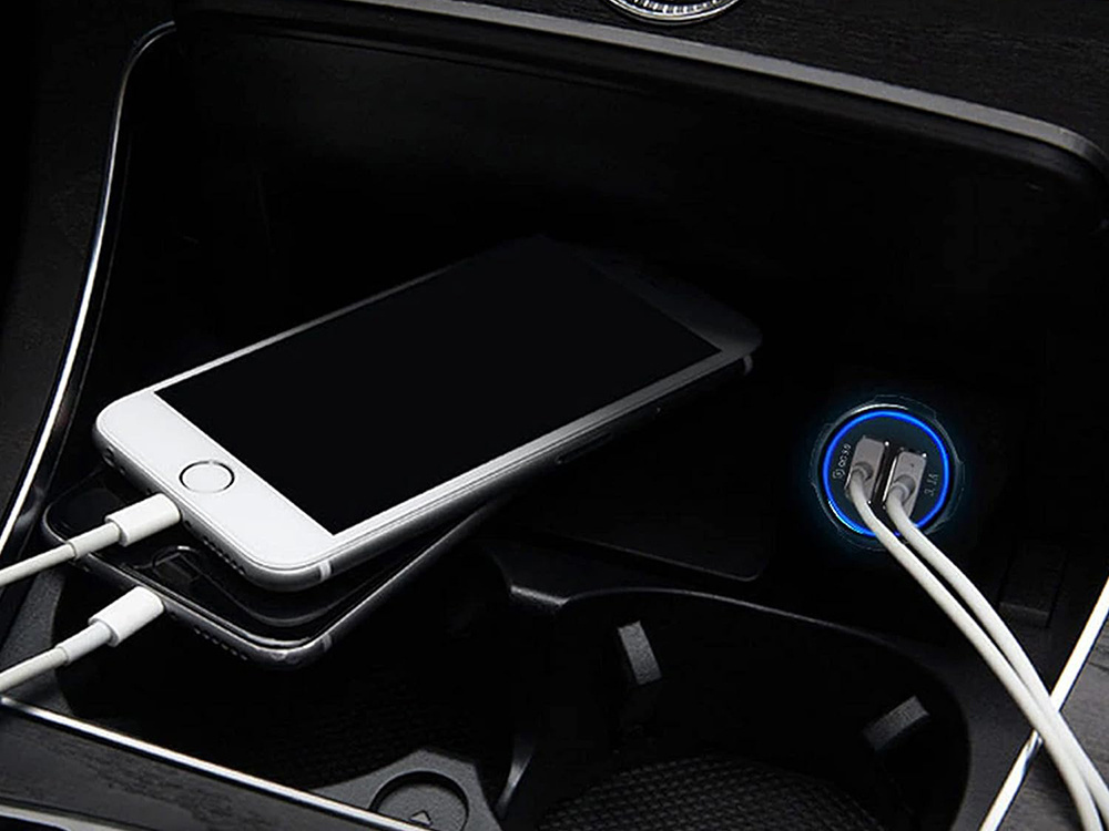 Ātrs auto lādētājs piepīpētāja ligzdai 2xUSB Quick Charge 3.0, melns (3)