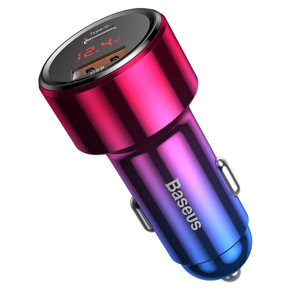 Baseus Magic Series Car Charger with Digital Display USB QC 3.0 / USB Type C QC 4+ 45W 6A, Red | Automašīnas Telefona... (0)