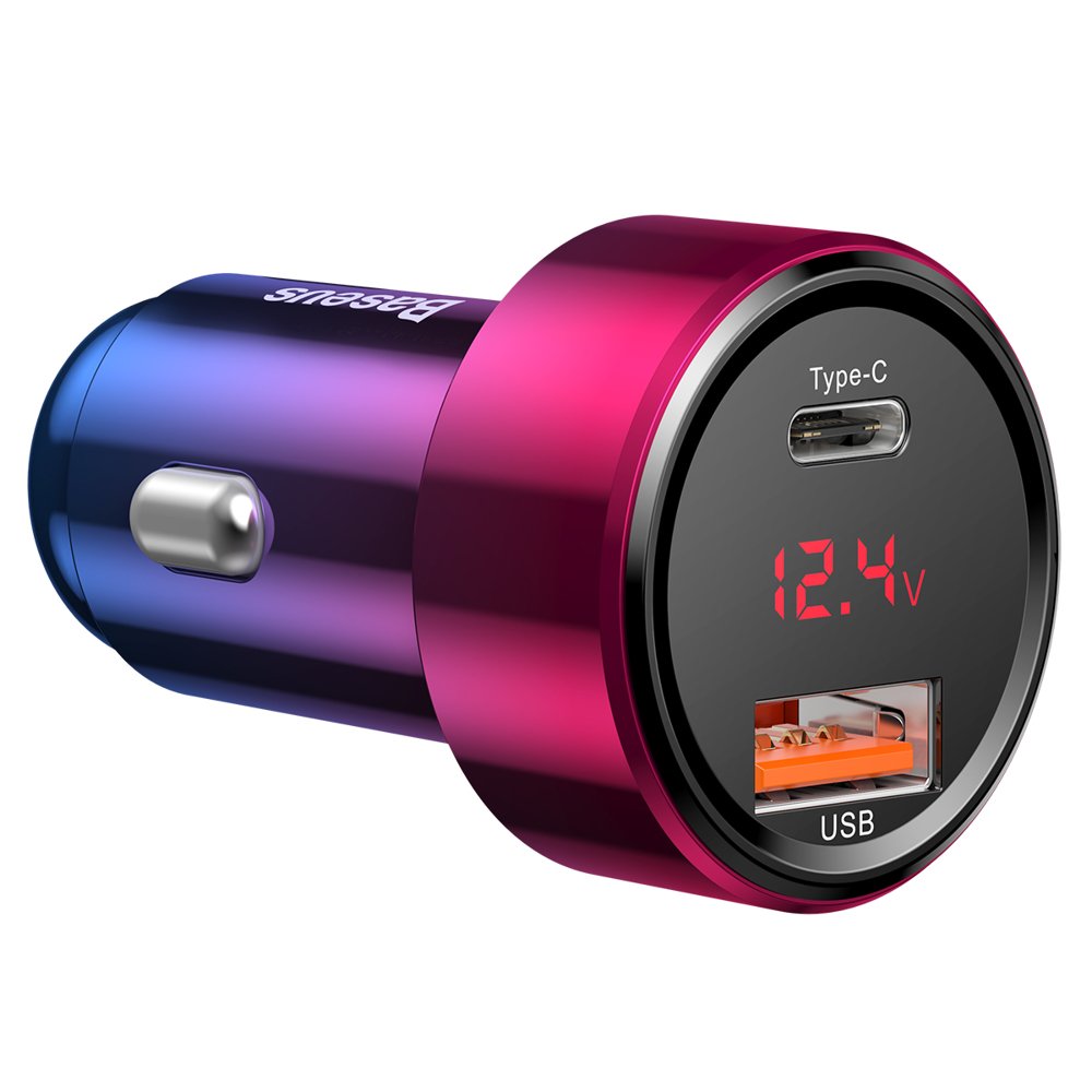 Baseus Magic Series Car Charger with Digital Display USB QC 3.0 / USB Type C QC 4+ 45W 6A, Red | Automašīnas Telefona... (1)