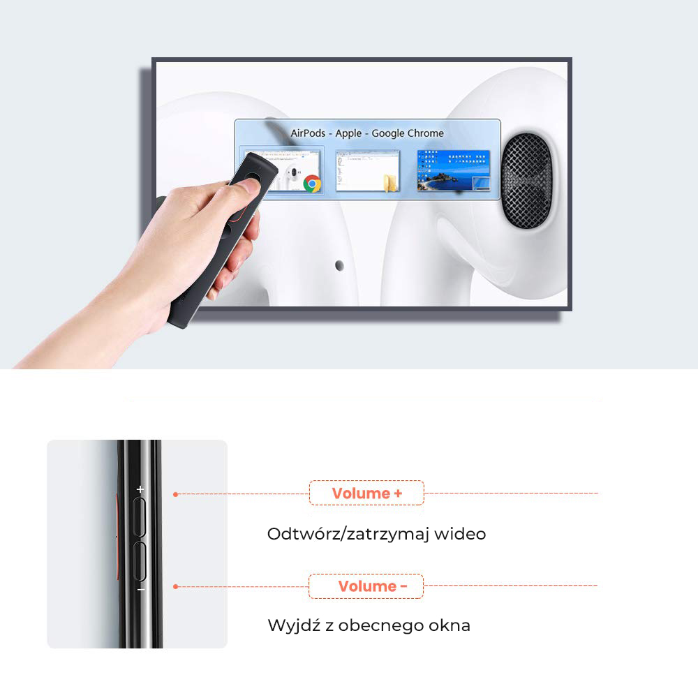Ugreen Bezvadu Kontroles Ierīce Pults Datoram Prožektoram ar Lāzeri, Melns | Laser Pointer with Remote Control for... (1)
