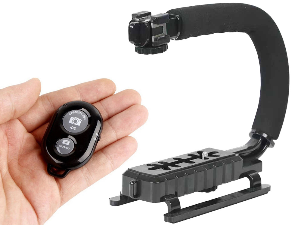 Vlogera komplekts ar statīvu, mikrofonu, LED lampu un Bluetooth pulti, melns (1)