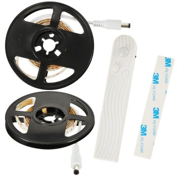 Ar USB / baterijām darbināma LED gaismas lente, josla ar kustības sensoru, 1m, Auksti balta | USB Battery Operated LED Light Strip with Motion Sensor