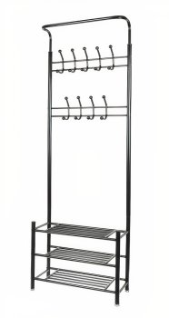 Stāvošs Grīdas Drēbju Pakaramais ar Apavu Plauktiem | Floor Rack Clothes Hanger Stand Rack with Shoe Shelves