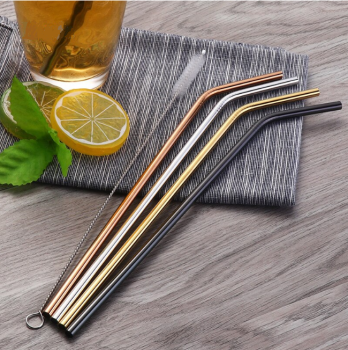 Atkārtoti lietojamu metāla dzērienu kokteiļu salmiņu komplekts, Dažādas krāsas - 8 gab. | A set of Reusable Metal Drinking Straws