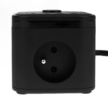 Pagarinātājs kubs Huslog ar 3 ligzdām un 4 USB portiem USB-C, melns