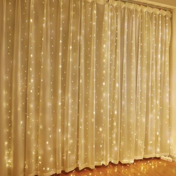 LED gaismas aizkars 100 LED 3x1m Telcon iekštelpām un āram, silti balts