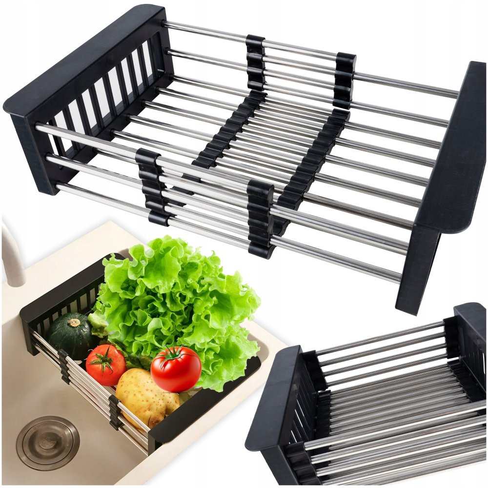 Regulējams Grozs Caurduris Virtuves Izlietnei Dārzeņu un Augļu Mazgāšanai | Expandable Basket Strainer Colander (0)