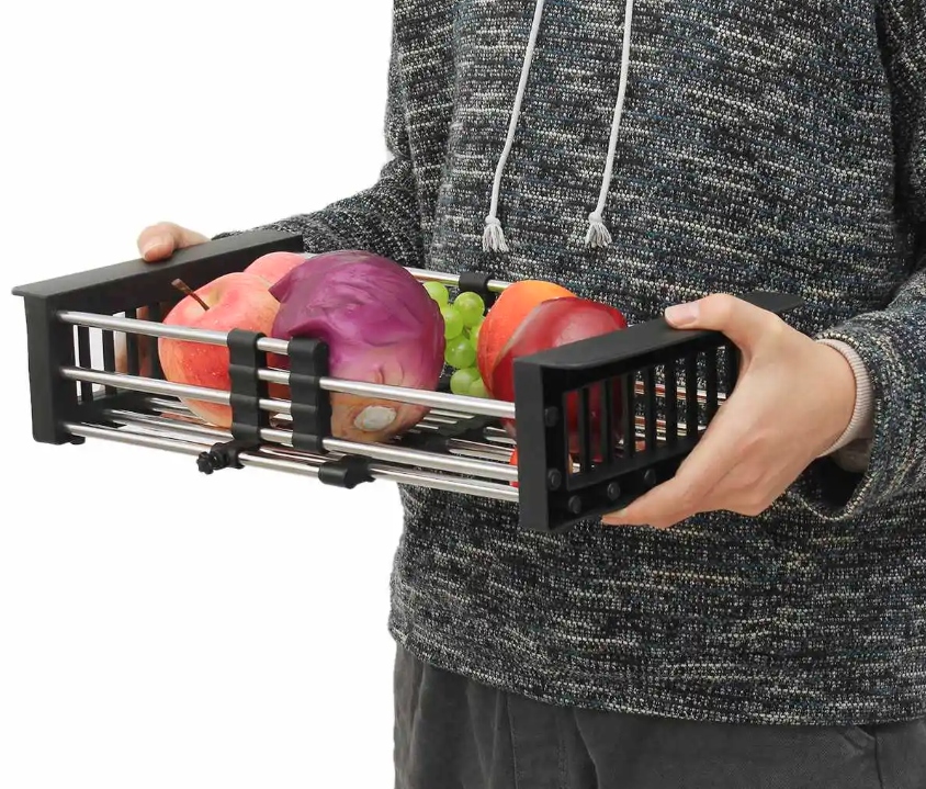 Regulējams Grozs Caurduris Virtuves Izlietnei Dārzeņu un Augļu Mazgāšanai | Expandable Basket Strainer Colander (9)