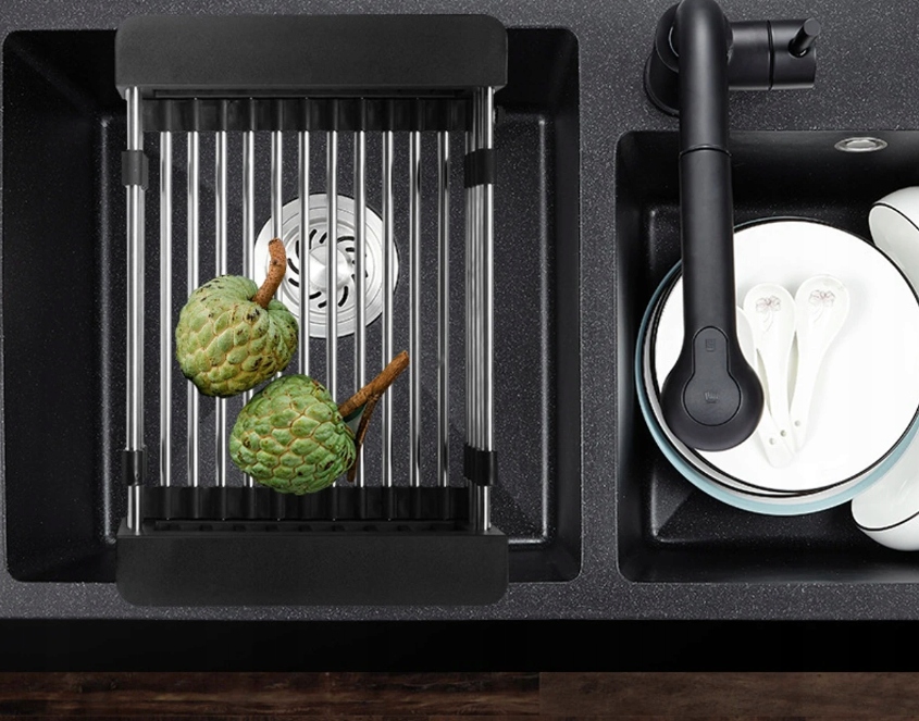 Regulējams Grozs Caurduris Virtuves Izlietnei Dārzeņu un Augļu Mazgāšanai | Expandable Basket Strainer Colander (10)