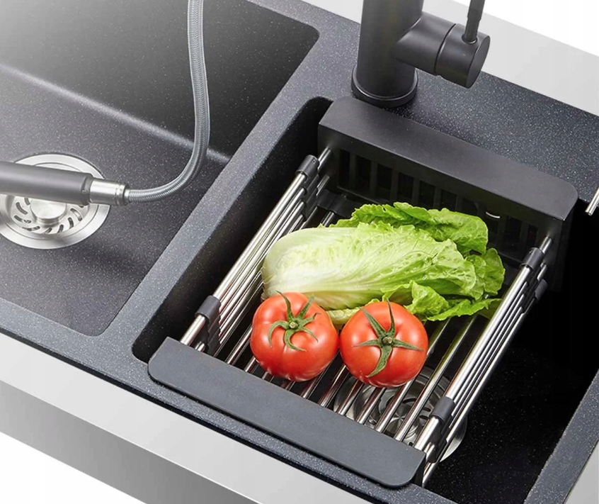 Regulējams Grozs Caurduris Virtuves Izlietnei Dārzeņu un Augļu Mazgāšanai | Expandable Basket Strainer Colander (11)