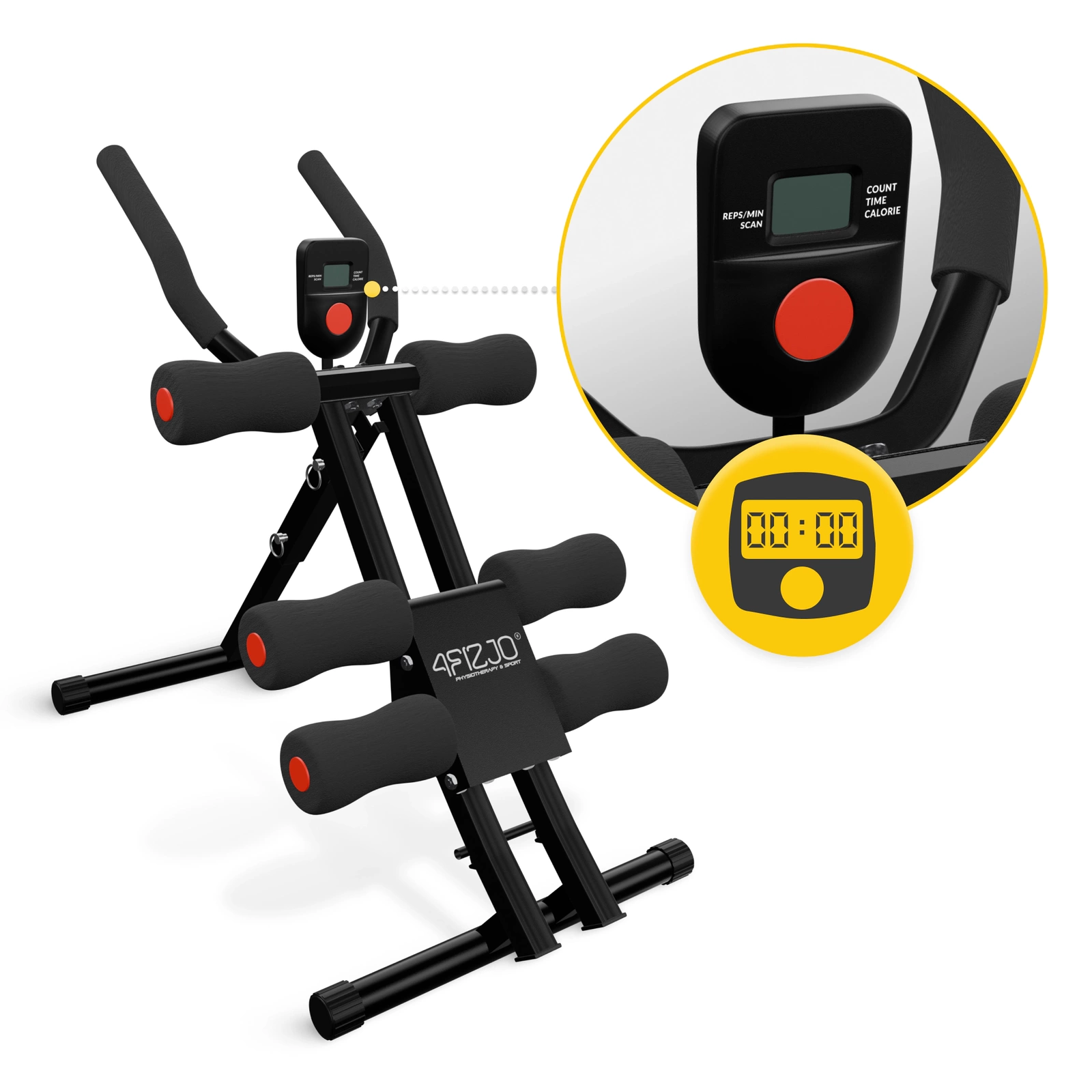 Saliekams vēdera preses trenažieris 4FIZJO mājas treniņiem ar skaitītāju (2)