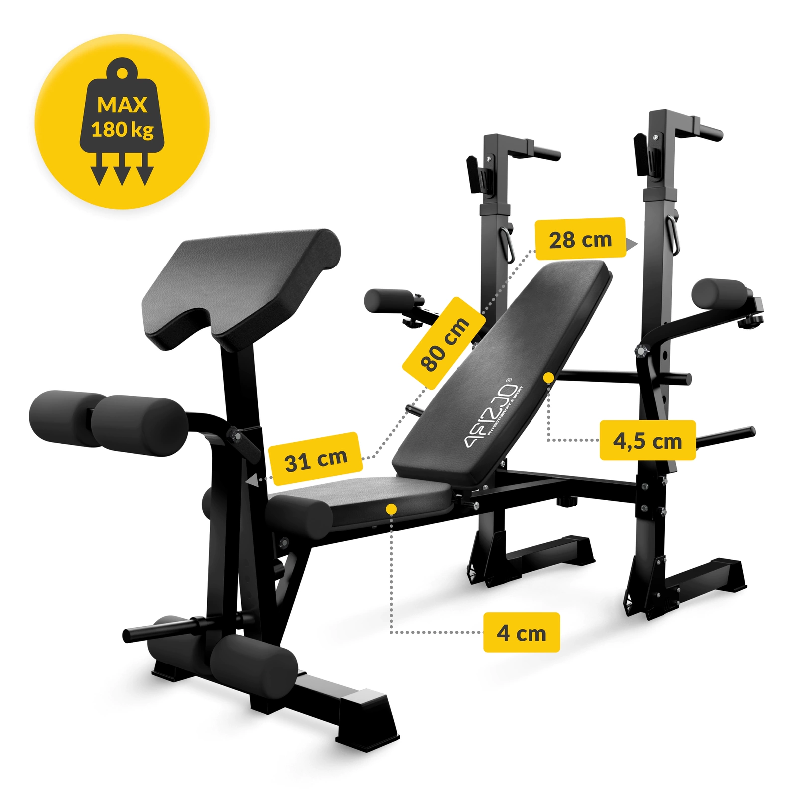 Regulējams treniņu sols ULTRA 4FIZJO ar statīvu stienim, melns (1)