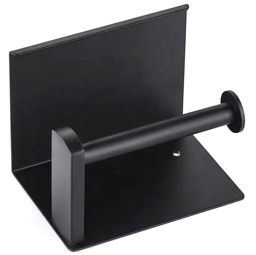 Tualetes papīra turētājs ar plauktu, Melns | Toilet Paper Holder with Shelf (4)