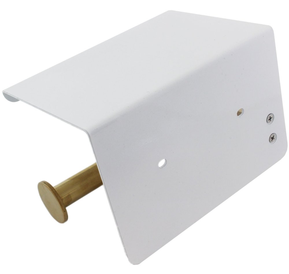 Tualetes Papīra Turētājs Ar Plauktu, Balts-Zelts | Toilet Paper Holder With Shelf (1)