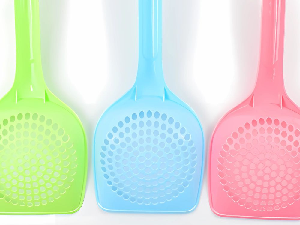 Liela un izturīga plastmasas lāpstiņa kaķu tualetes smiltīm (3)