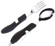 Tūrisma Kabatas Saliekamais Nazis Piknika Galda Piederumu Komplekts, Melns | Pocket Knife Multifunctional Сutlery Set