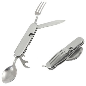 4in1 Tūrisma Piknika Kabatas Saliekamais Nazis Galda Piederumu Komplekts | Pocket Knife Multifunctional Сutlery Set