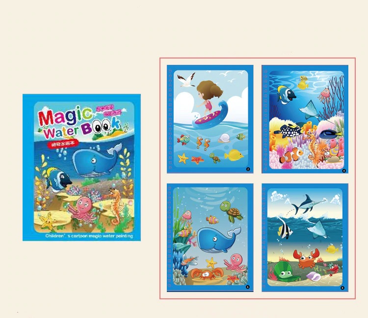 Bērnu Ūdens Krāsojamā Grāmata ar Marķieri, Jūras Dzīvnieki | Kids Water Drawing Coloring Book (0)