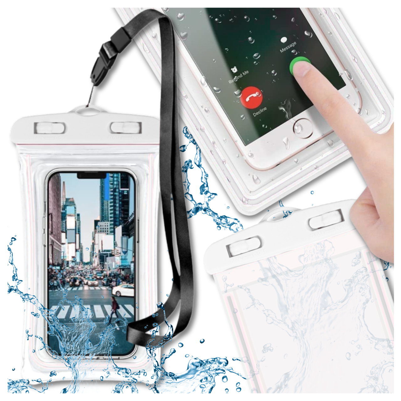 Fluorescējošs balts ūdensnecaurlaidīgs futrālis, soma, maiss tālrunim | Waterproof Phone Case