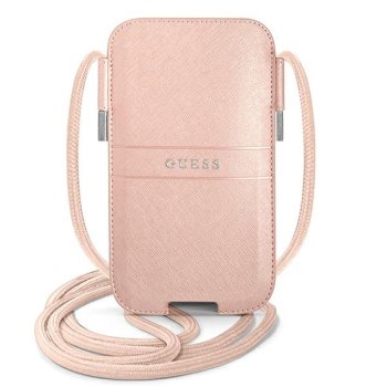 Guess Saffiano Strap tālruņa soma 6.1'' - Rozā