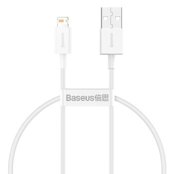Baseus Superior USB to Apple iPhone Lightning Data Charging Cable 2.4A, 1.5m, White | Lādētājvads Datu Pārraides...