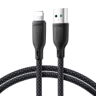 Joyroom A34 USB / Apple Iphone Lightning Data Charging Cable, 3A 1m, Black | Ātrās Uzlādes Lādētājvads Datu Pārraides Kabelis