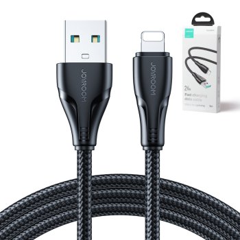 Joyroom USB to Apple iPhone Lightning Data Charging Cable 2.4A, 3m, Black | Lādētājvads Datu Pārraides Kabelis