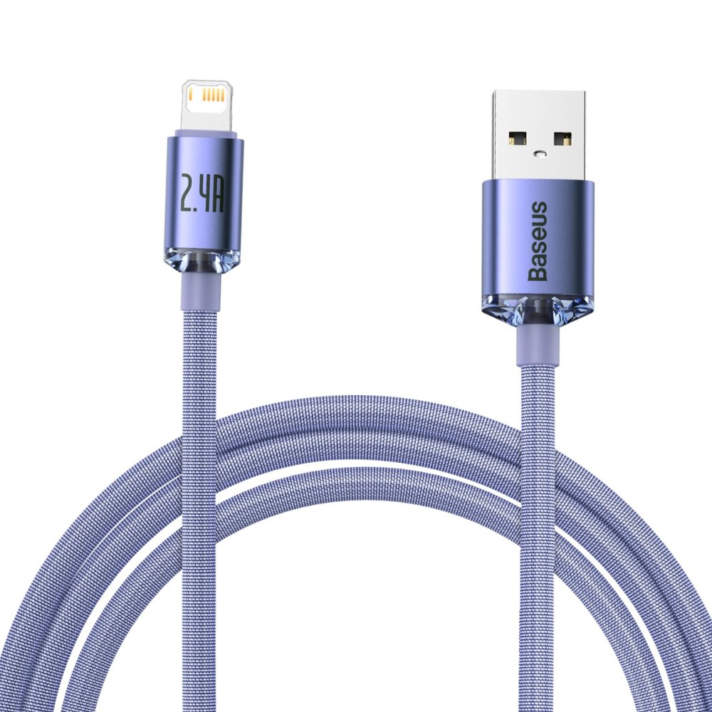 USB uz Lightning Kabelis Baseus Crystal Shine 2.4A 2m Violets (0)