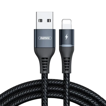 REMAX RC-152i USB to Apple iPhone Lightning Data Charging Cable, 2.4A, 1m, Black | Lādētājvads Datu Pārraides...