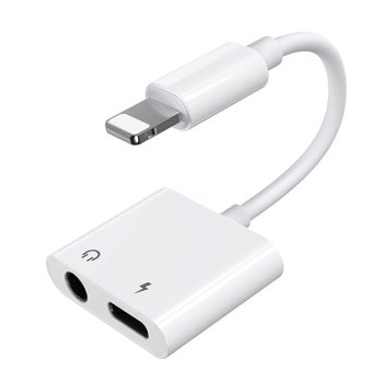 Joyroom Lightning to Lightning / 3,5mm Mini Jack AUX Headphone Adapter for Audio and Charging, White | Audio un...
