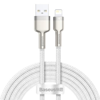 Baseus Cafule USB to Apple iPhone Lightning Data Charging Cable, 2.4A, 2m, White | Lādētājvads Datu Pārraides...