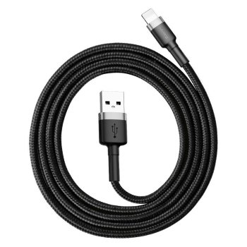 Baseus Cafule USB Apple Lightning Data Charging Cable 1,5A 2m, Gray / Black | Lādētājvads Datu Pārraides Kabelis